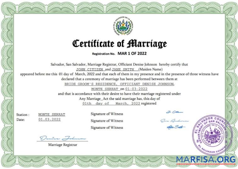 Downloadable Salvador marriage certificate Word and PDF template